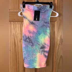 Women’s strapless tube dress tie dye fashion nova brand new size small